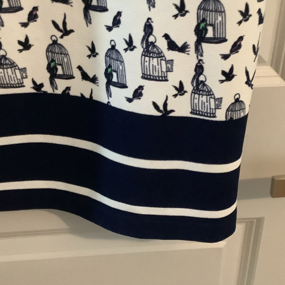 Julian Taylor Birdcage Print Dress in White and Black - Picture 5 of 7